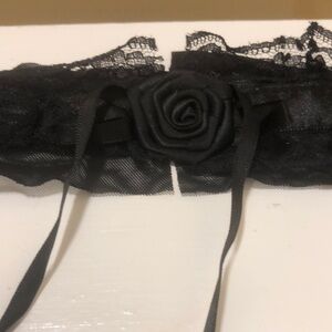 Black Lace Choker with Rose Detail